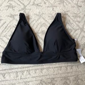 J.Crew Black V-Neck Bikini Top Size medium.  NWT.